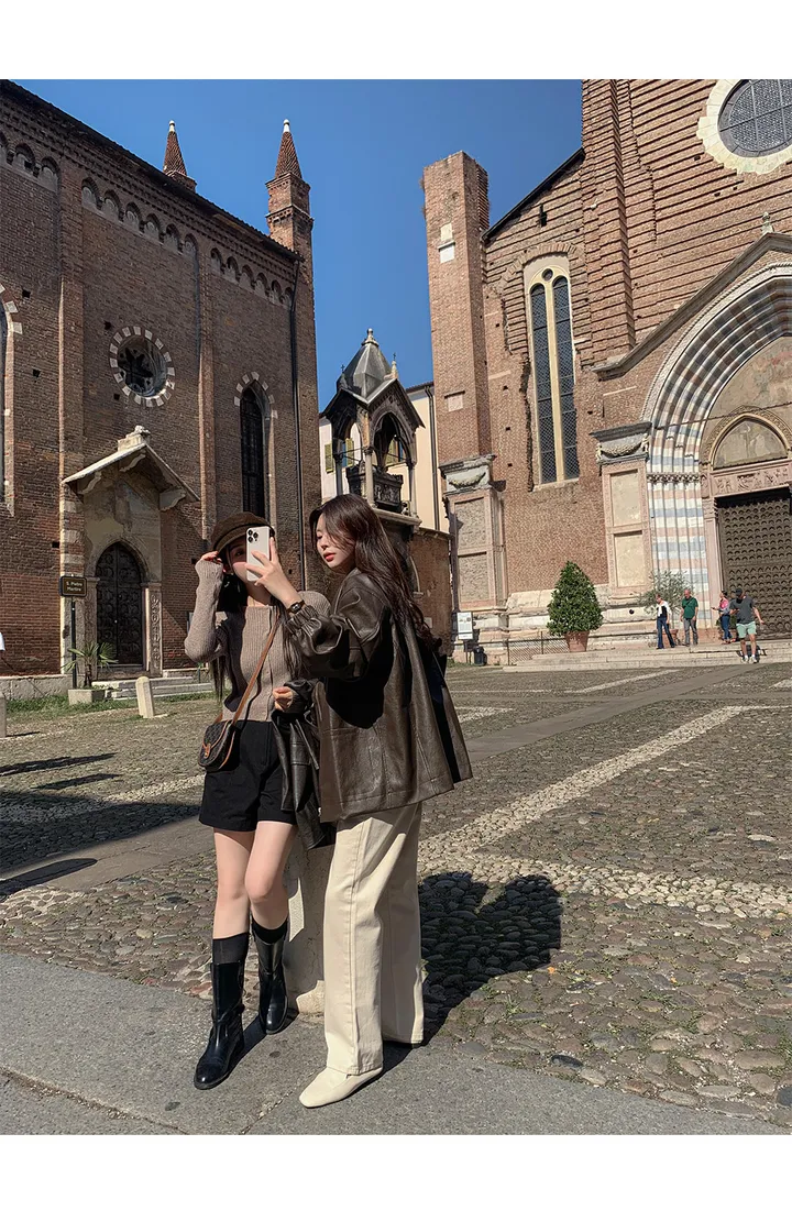 [자체제작/오늘출발/1만장돌파!]#봄🌷 바텐 오버핏 하프 레더 자켓 (데일리룩/개강룩/봄아우터/봄자켓/레더자켓/가죽자켓/루즈핏) 상세 이미지 92