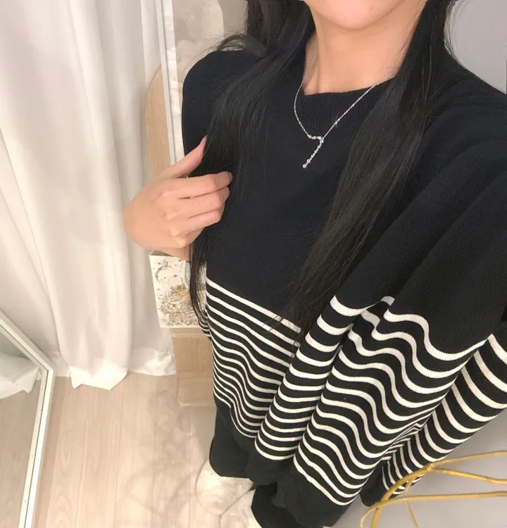 *빠른출고 *체형커버굿 [*44-77/highqual] 모먼트 스프라이트 소프트 단가라 케이프 니트 + 밴딩 와이드 니트 팬츠 투피스 트레이닝세트 - 4color 상세 이미지 36