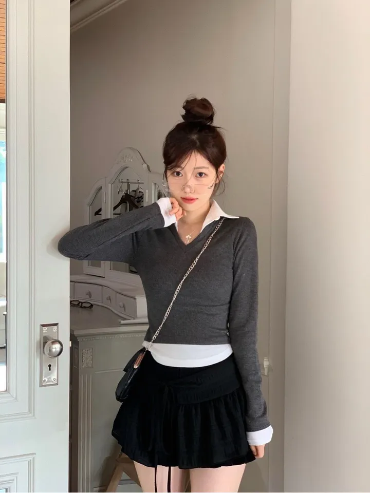 [캐시미어가디건ෆ잘록핏]르본 배색 아가일 패턴 잘록 시보리 카라넥 캐시미어 울니트 버튼 가디건 4color 상세 이미지 39