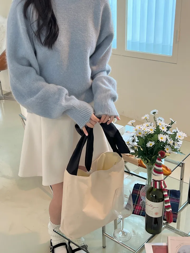 봄신상 리본 에코백 캔버스 가방(캐쥬얼, 리본포인트백) 상세 이미지 11