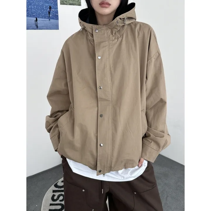 [UNISEX]라코 컬러 배색 포인트 빈티지 후드 야상 점퍼 자켓(3color) 상세 이미지 12