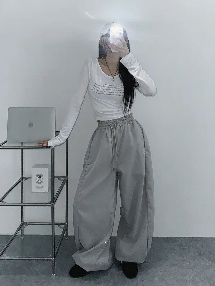 [사이드스냅🖤벌룬핏/나일론 2way스트링조절 비죠버튼 와이드팬츠] 비죠버튼벌룬와이드팬츠 상세 이미지 53