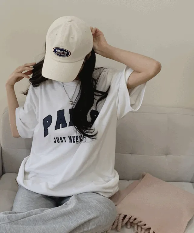 [힙덮핏 ღ] PARIS 속기모 레터링 오버핏반팔 t - 3color