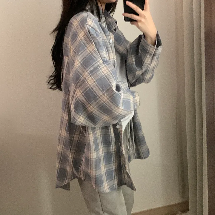 묶음할인🎈[오버핏🤍] 마가린 체크 오버 남방 상세 이미지 12
