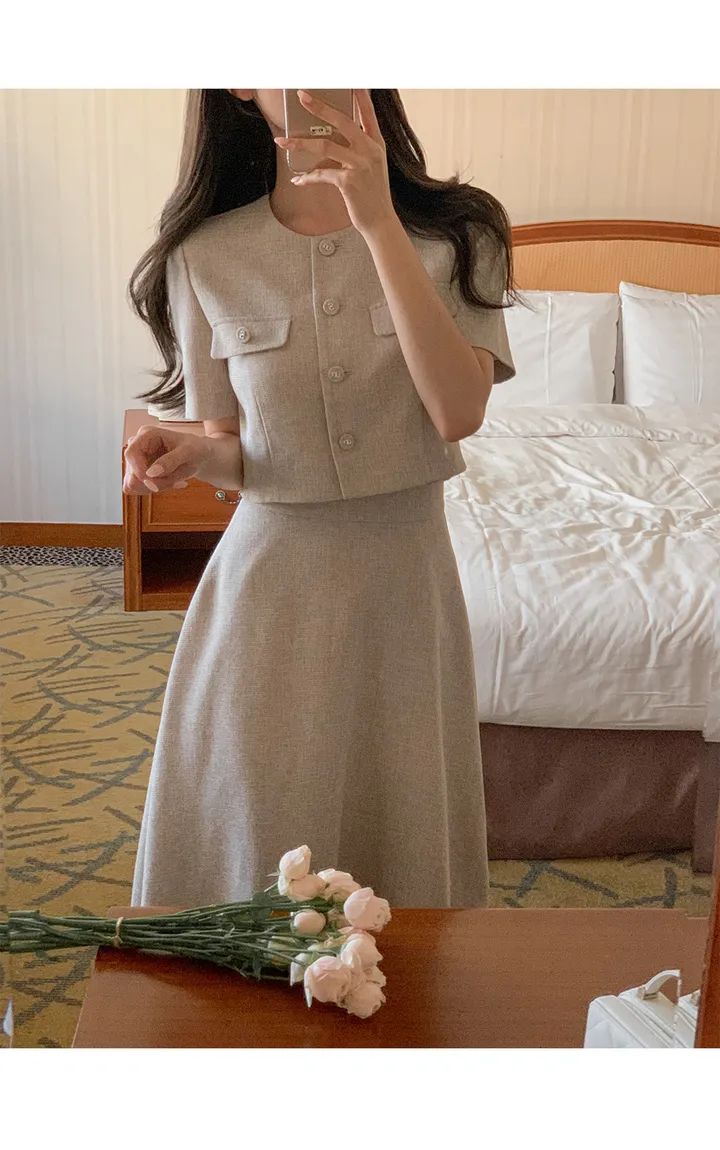 [셋업가능][10등신비율🖤/하객룩!][3천장돌파][자체제작] 클래식 엘빈 트위드 크롭 자켓 [2Types반팔/긴팔] 상세 이미지 24