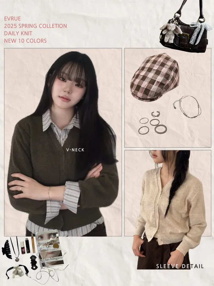 {✩봄 신상 / 넉넉 여리핏✩} 🌸팔뚝살 커버 맛집🌸 파스텔 니트 브이넥 가디건 상세 이미지 2