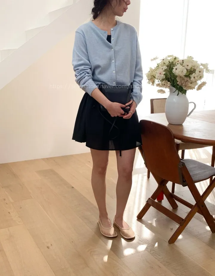 [레드당일] 데일리 라운드 캐시가디건 베이직 기본 니트 자개단추 봄 간절기 올리브 연핑크(5color) 상세 이미지 21