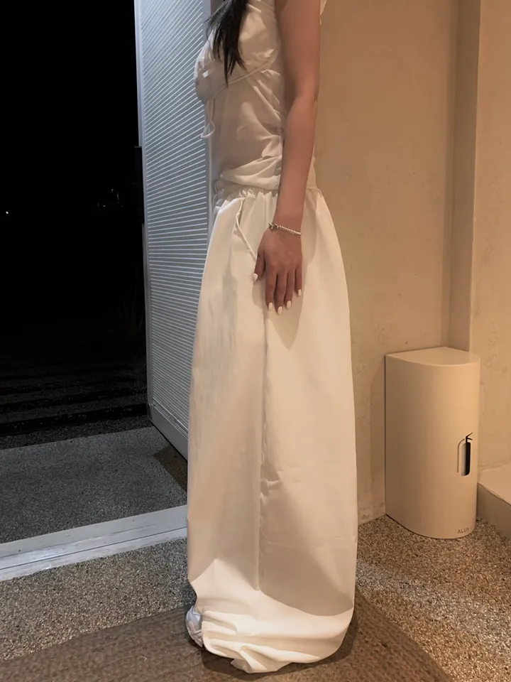 (UNISEX) 머니 나일론 더블 핀턱 스트링 벌룬 PT / 오버핏 와이드 밴딩 트레이닝 벌룬핏 팬츠 바지 와이드팬츠 벌룬팬츠 트레이닝팬츠 나일론팬츠 나일론바지 간절기 봄 여름 상세 이미지 15