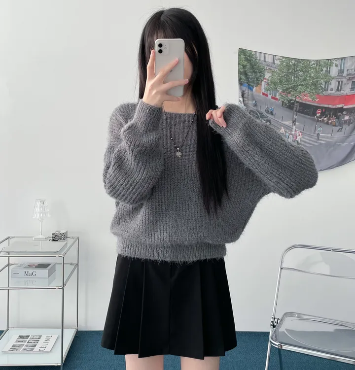 Pine leaf boat nect crop knit 상세 이미지 23
