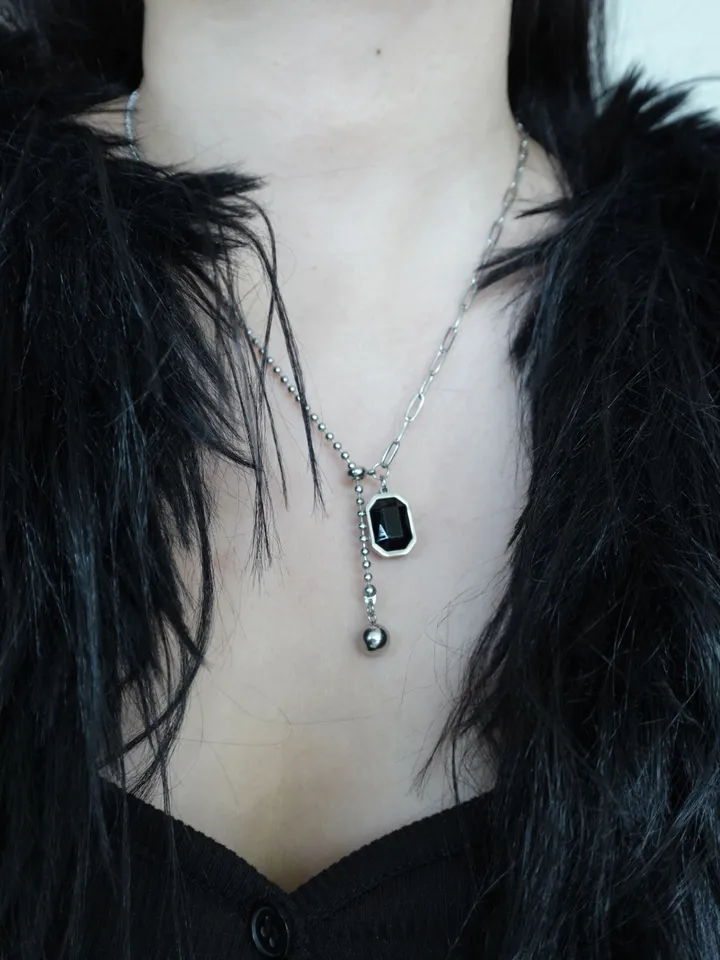 [s.steel] black drop necklace | 써지컬 블랙 드롭 목걸이 상세 이미지 14