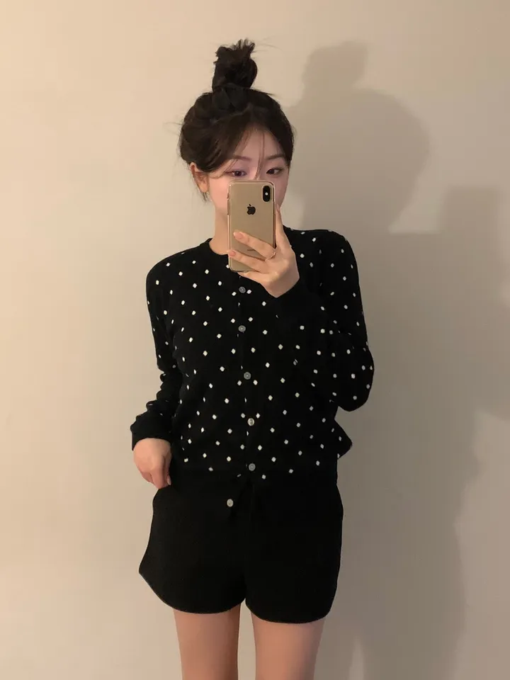 [고퀄ver🖤] 도트 라운드 배색 가디건 - 2color 상세 이미지 6