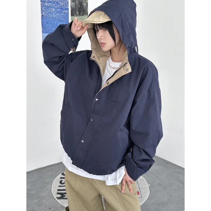 [UNISEX]라코 컬러 배색 포인트 빈티지 후드 야상 점퍼 자켓(3color) 상세 이미지 29