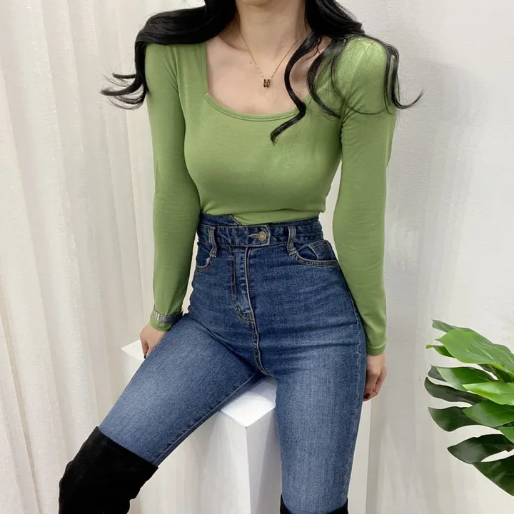 🚀당일발송🚀[묶음할인/안감기모] 가을 겨울 조이 기모 스퀘어넥 긴팔 티셔츠 이너티 상세 이미지 23