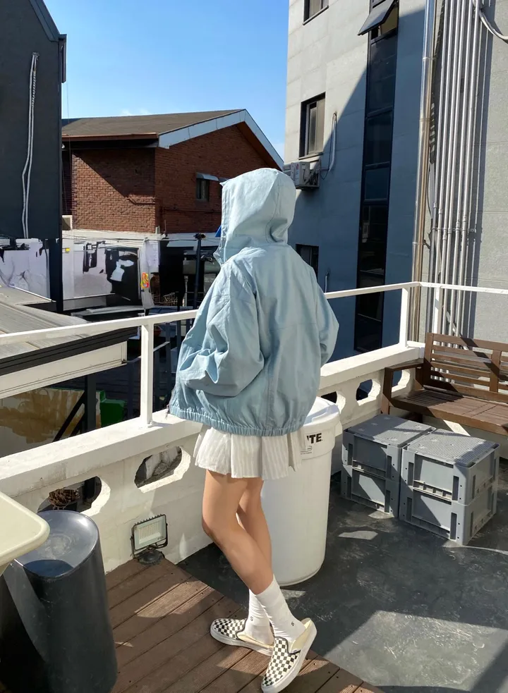 [🩵봄신상/오버핏/🩵반응폭주]데이 남녀공용 유니섹스 오버핏 스트링 스토퍼 투웨이 후드캡 간절기 아우터 바람막이 상세 이미지 22
