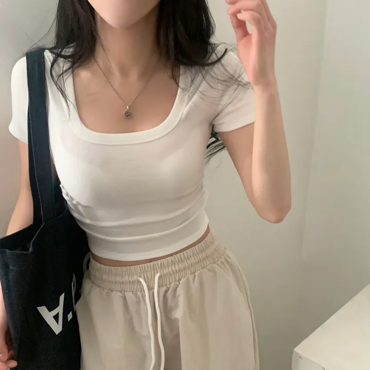 [파스텔🤍/MADE] 보장된핏, 옆셔링 스퀘어넥 반팔 크롭티셔츠 - 8color 상세 이미지 12