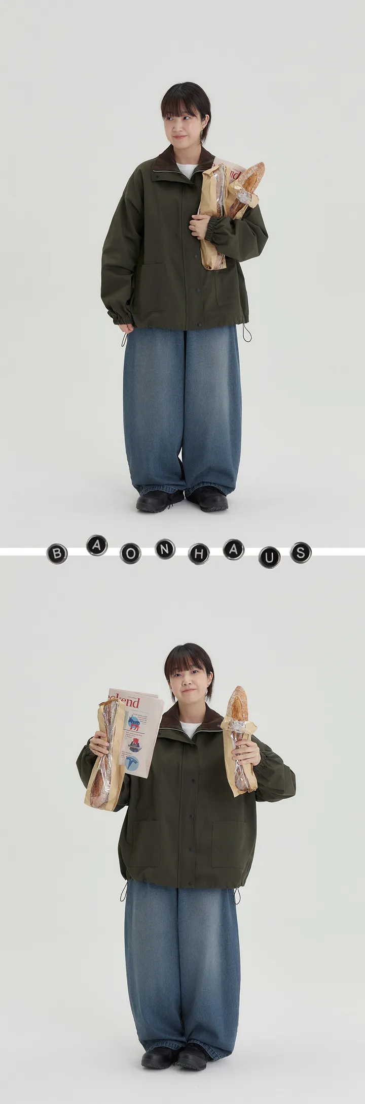 BAONHAUS] 테이니 카라 배색 오버 야상 자켓 상세 이미지 4