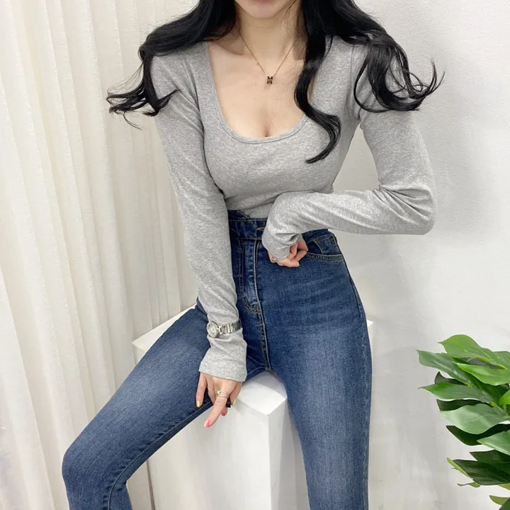 🚀당일발송🚀[묶음할인/데일리템] 봄 가을 디아 카야 둥근 스퀘어 긴팔 티셔츠 이너티 상세 이미지 27