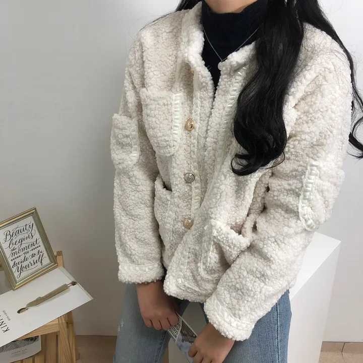 실물이 더 예쁜 3color: 트위드 양털 포켓 무스탕 자켓 상세 이미지 17