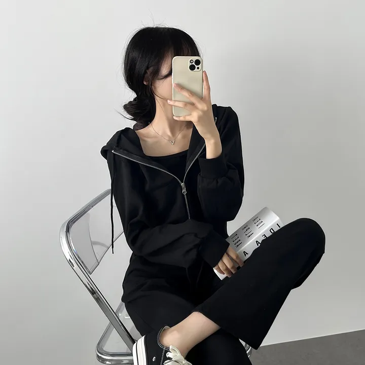 [쓰리피스/한방에코디끝!] 투웨이 크롭후드집업 + 나시 + 밴딩 트레이닝 롱 와이드팬츠 4color (별도구매가능) 상세 이미지 13