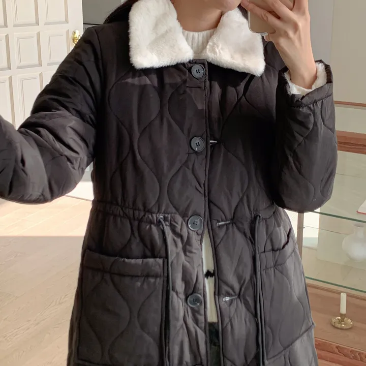 [당일출고/고퀄💯] 안감전체퍼 퍼카라 누빔 밍크 롱패딩 코트,2color 상세 이미지 8