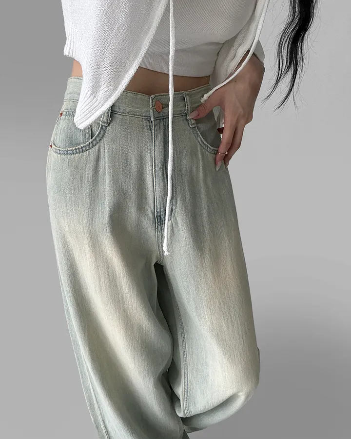 [후들후들 원단] 잔나비 소프트 워싱 와이드 루즈핏 얇은 원단 여름 데님 팬츠 청바지 상세 이미지 62