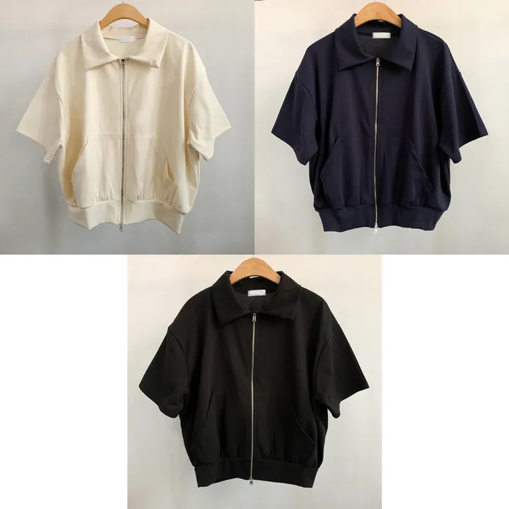 [여름/예쁜데일리!] 볼륨 카라 투웨이 무지 크롭집업 반팔 3color 상세 이미지 27