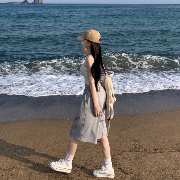 [핏보장🖤/L-XL] 발리 버뮤다 원턱 밴딩 와이드 숏 허리밴딩 트레이닝 팬츠 바지 키작녀 키큰녀 빅사이즈 남녀공용 상세 이미지 7