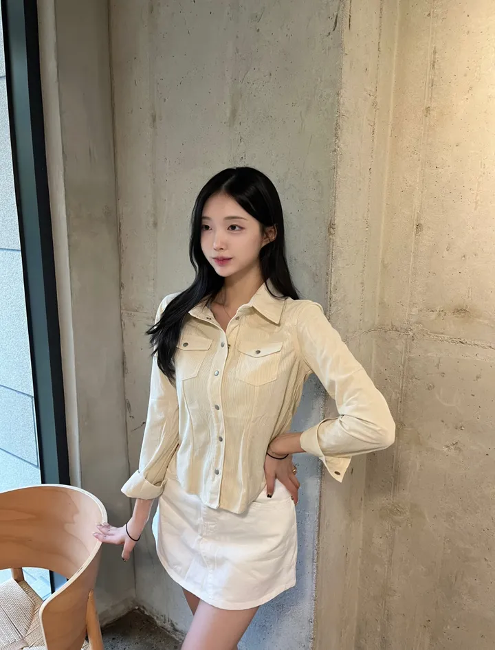 *당일발송!*[세련미🤎/봄셔츠] 코듀로이 골덴 셔츠 남방 카라 자켓 3colors 세미 크롭 슬림핏 (봄자켓/겨울자켓/가을자켓/코듀로이셔츠/빈티지/유니크/겨울셔츠) 상세 이미지 3
