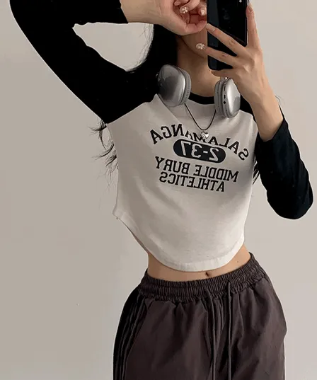 [퀄좋은 나그랑크롭티/밑단굴림라운드~허리보정핏!] 긴팔베리나그랑라운딩T