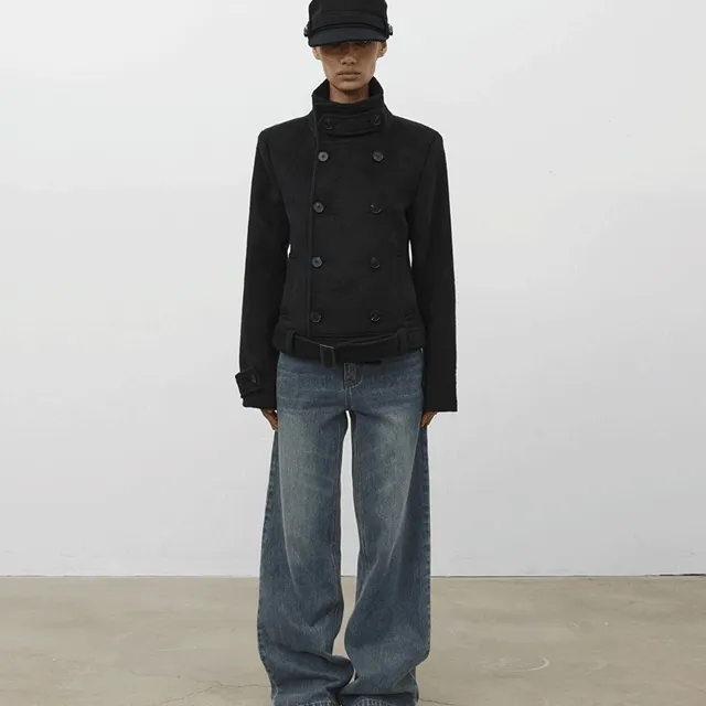 [가을신상] [MADE] 몰테 더블버튼 슬림 숏코트 (울30%) [자체제작 제작상품 숏코트 울코트 슬림코트 더블코트 가을아우터 하객룩 출근룩 캐주얼 데일리룩]