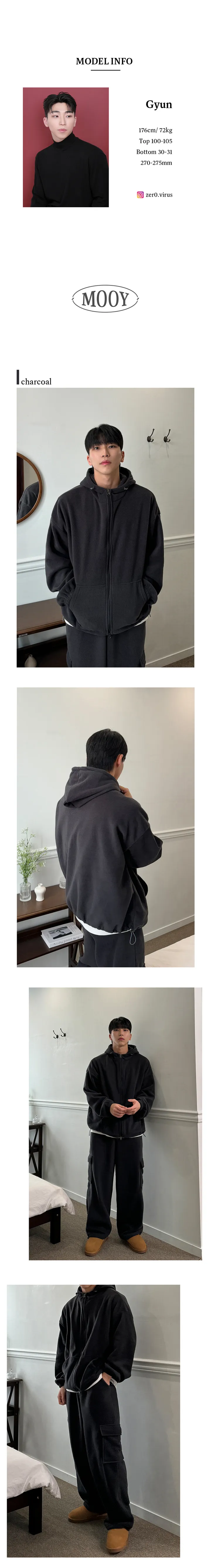 베이직 후리스 후드 집업 상세 이미지 2