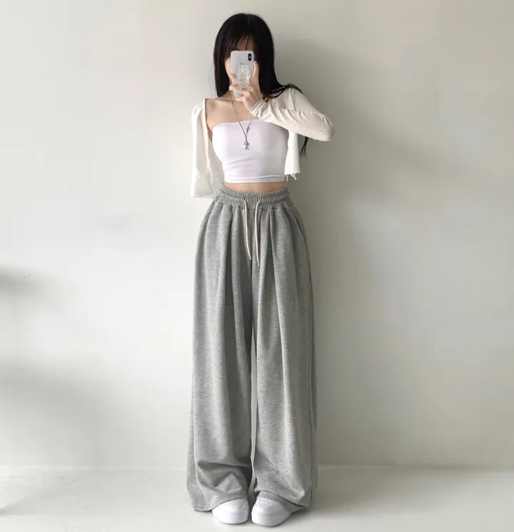 키작녀ver추가❤[하체커버,힙한핏🖤/사이드핀턱] 윈드 허리 밴딩 앞핀턱 사이드핀턱 밴딩 와이드 하이웨스트 로우라이즈 트레이닝 팬츠 바지 키작녀 키큰녀 하비추천 상세 이미지 8