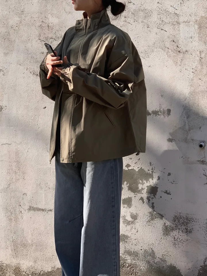 [트렌치 바람막이🤍/아우터맛집!] 트렌치바람막이 야상 하이넥 바람막이 숏트렌치 간절기아우터 데일리룩 숏야상 봄 자켓 오버핏자켓 상세 이미지 35
