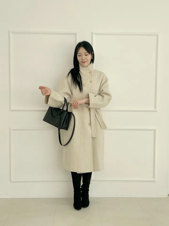 자체제작 원단부터 다른 엣지넥 양모 핸드메이드코트 빅사이즈 연말룩 하객룩 110까지 상세 이미지 8