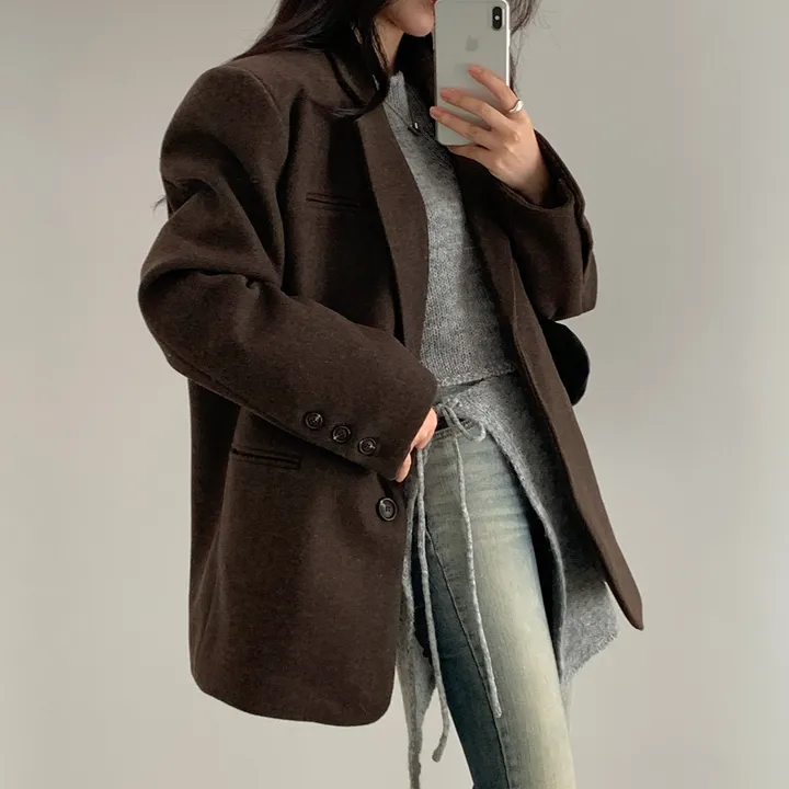 [wool100%/브랜드공정]  윈터 싱글 투버튼 카라 리얼 울 자켓 블레이저 - jk 상세 이미지 84