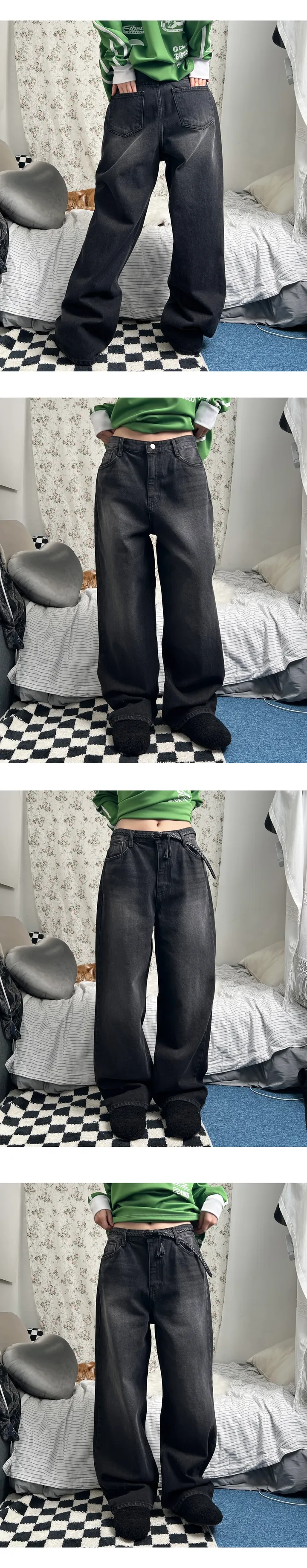sand washing denim wide pants 상세 이미지 8