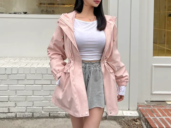 *숏or롱* [MADE🧵] *당일배송* 블라썸 스트링 후드 야상 점퍼 (5color) 간절기 봄자켓 봄야상 봄트렌치 하프트렌치 크롭야상 바람막이 상세 이미지 11