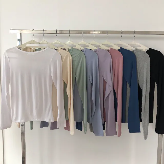 (라운드+U넥선택ok) 인생핏 쫀쫀해 리브 데일리 무지긴팔티 8color 상세 이미지 86