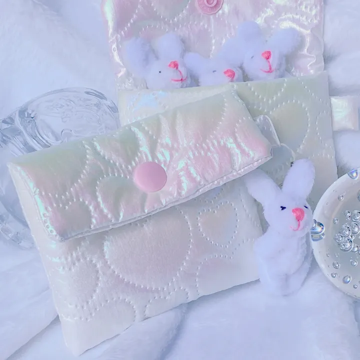 (3종)/ handmade 홀로그램 글리터 love 핑크 화이트 실버 패프릭 동전 지갑 카드지갑 에어팟파우치 상세 이미지 17