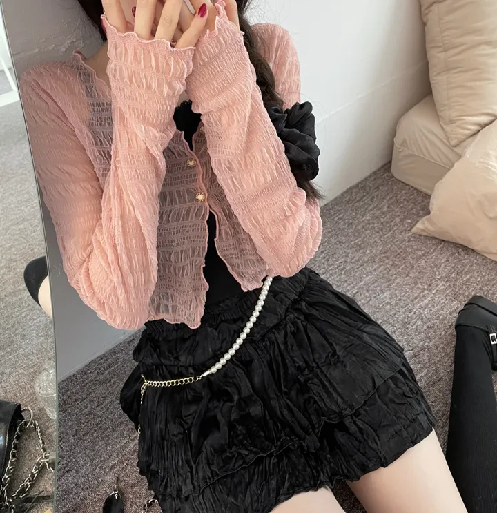 러핀 레이스 시스루 워머 가디건 상세 이미지 13