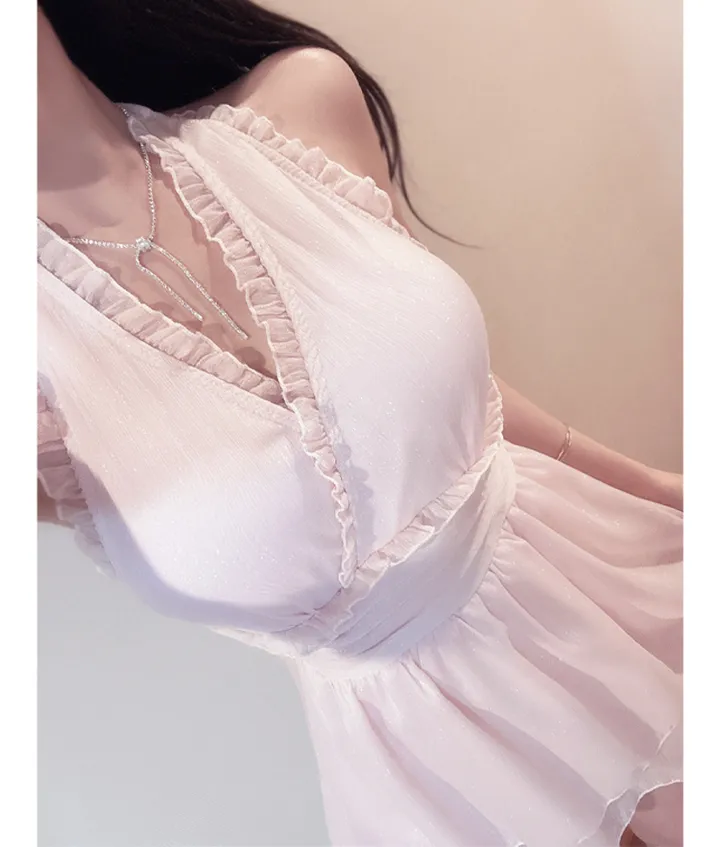 당일출고 [블링 모노키니/발레코어룩] 고퀄* 홀터넥 리본 홀터비키니 원피스 수영복 비치웨어 상세 이미지 5