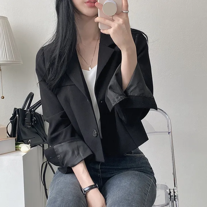 봄자켓*.* [패드없는, 퀄리티굿] 소매트임 크롭 자켓 상세 이미지 62