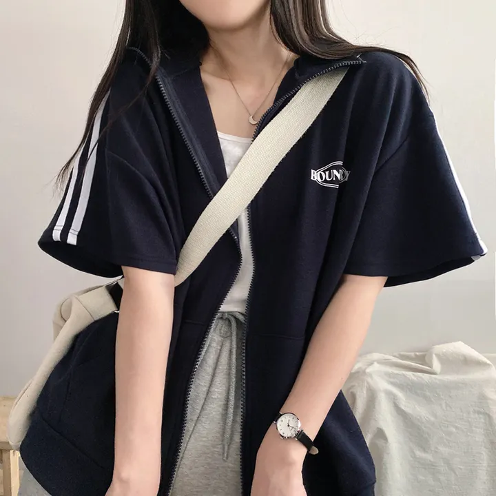 봄여름*[편안한/넉넉핏!] 져지 스포티 바운더리 오버핏 아노락 반팔 투웨이 집업 3color 상세 이미지 11