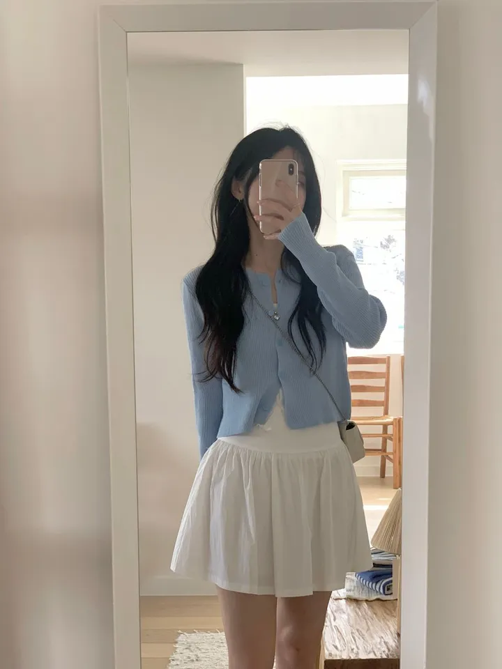 레이 여름 린넨 골지 크롭 라운드 긴팔 가디건 (9color) [ 봄 여름 살안타템 데일리룩 기본 베이직 ] 상세 이미지 30