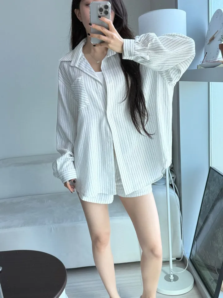 스트라이프 린넨셔츠 셋업(당일/단품가능) 상세 이미지 2