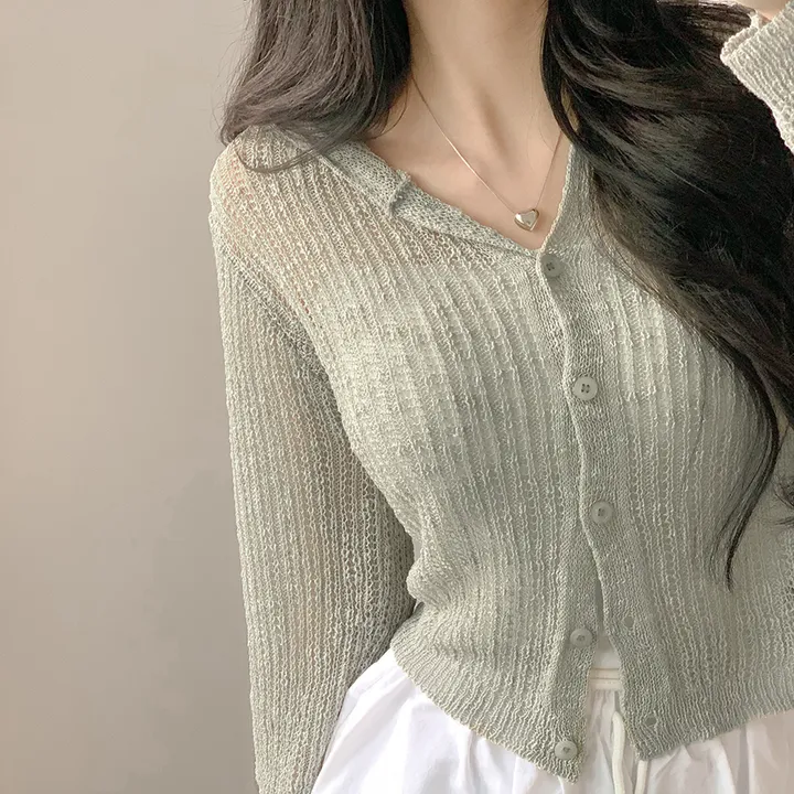 [여리찰랑핏🩷꾸안꾸] 후드 부클 시스루 니트 긴팔 크롭 가디건 - 4color 상세 이미지 24