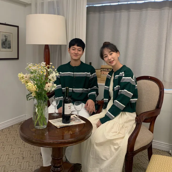 커플룩,시밀러룩베리 단가라 커플가디건 스트라이프 라운드가디건 시밀러룩 봄 꽃놀이 벚꽃 상세 이미지 21