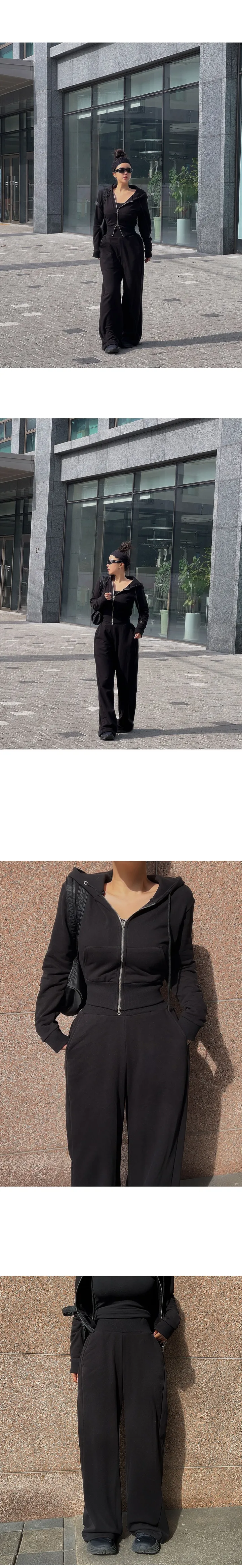 [MADE:자체제작]투웨이 후드집업 핀턱 와이드팬츠 세트[아담/롱ver,별도구매] 상세 이미지 11