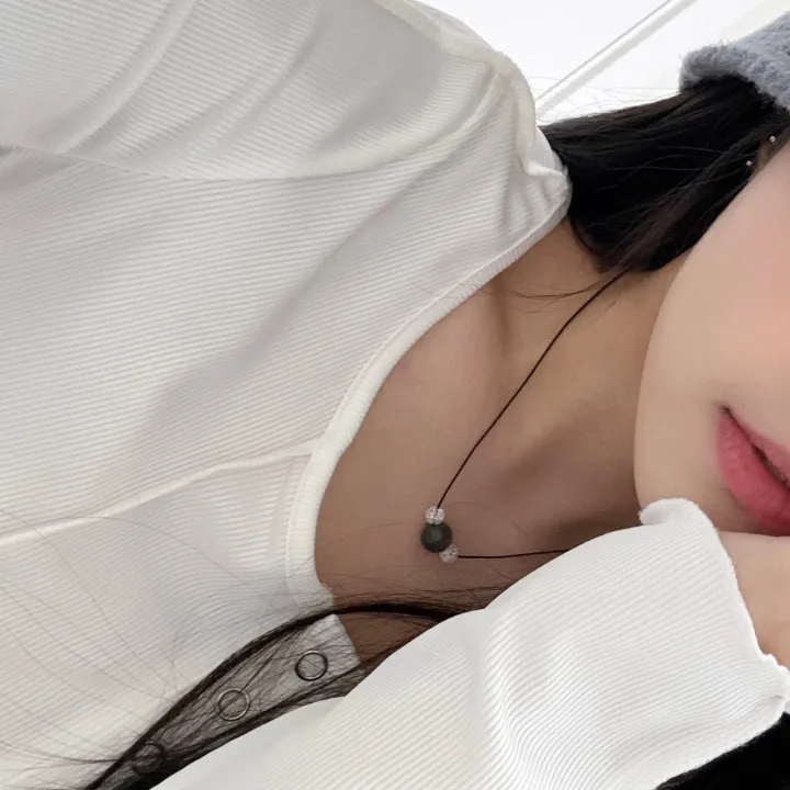 당일출고🚀 [자체제작/변색X] 원 앤 그레이 글리터 화이트 마블 원석 실 목걸이 상세 이미지 10