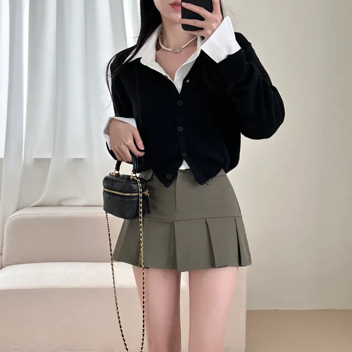 [허리잘록~/벚꽃룩!] 데일리 무지 브이넥 크롭 긴팔 니트 가디건 - 5color 상세 이미지 34